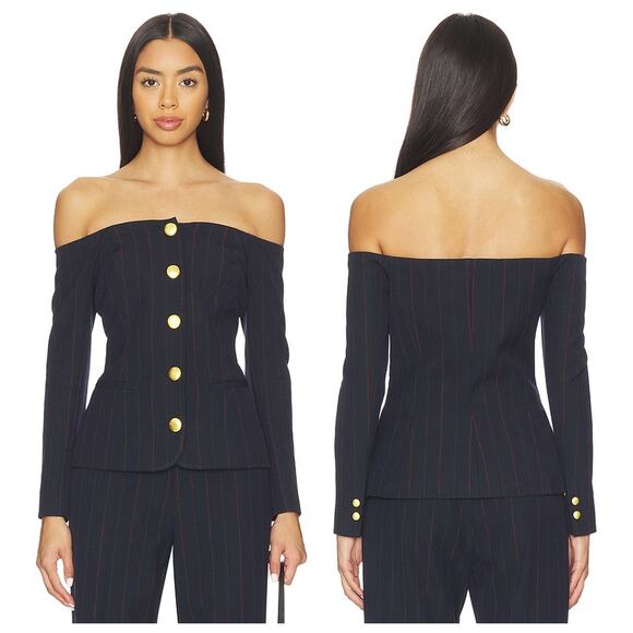 L'AGENCE Jackets & Blazers - Lagence Alice Blazer Off Shoulder Pinstripe Top Old Money Workwear Dinner 6